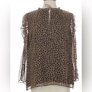 CeCe Leopard Print Ruffle Blouse